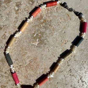 Colorful Wood Bead/Puka Necklace